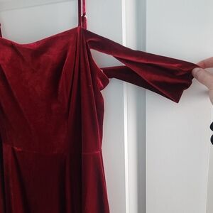 Elegant Red Velvet Dress